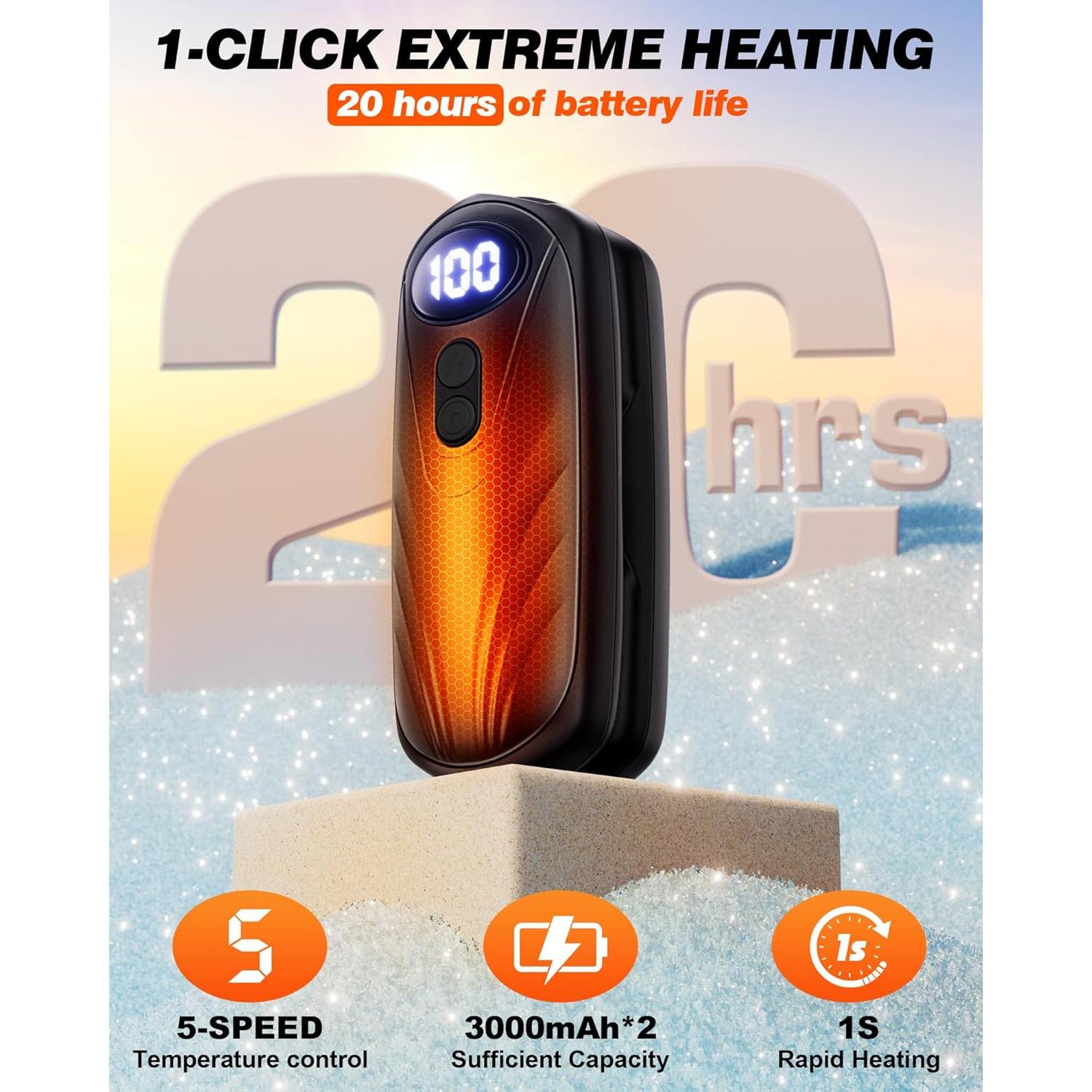 Calentadores de Manos Recargables Funaudio 6000mAh 2 en 1