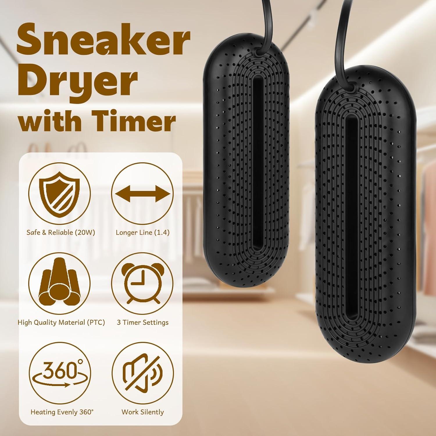 Secador de Botas Eléctrico Negro con Temporizador 3/6/9 Horas