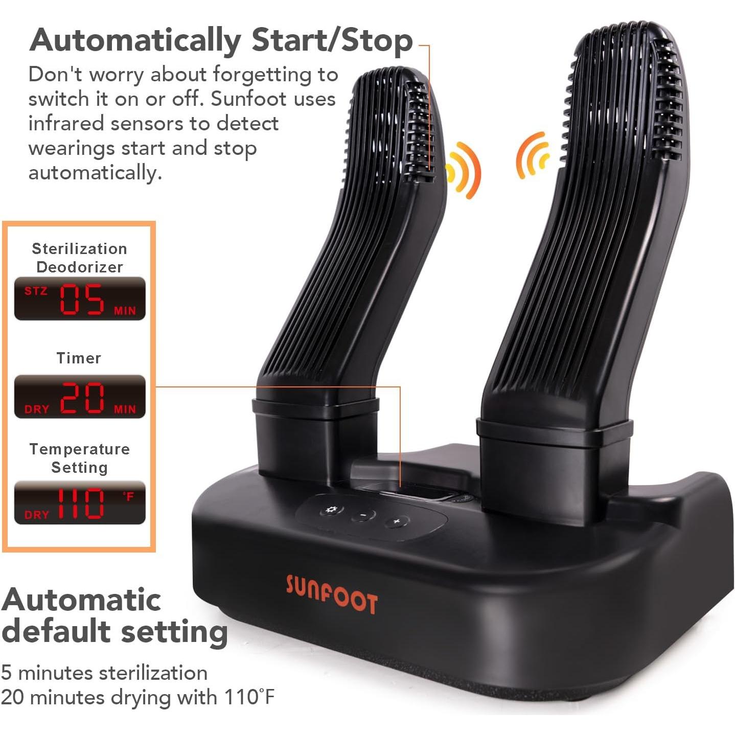 Secador de Zapatos Sunfoot Negro con Desodorizador Automático