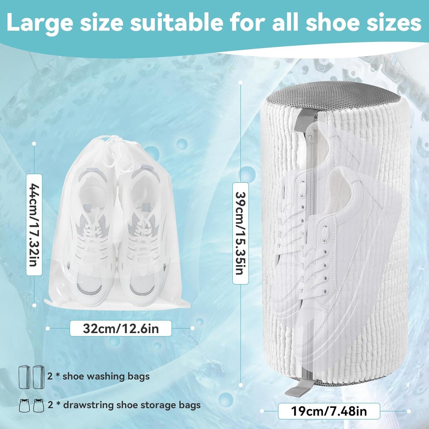 Bolsa de Lavado de Zapatos QST 2 Pack Blanca con Cierre Seguro