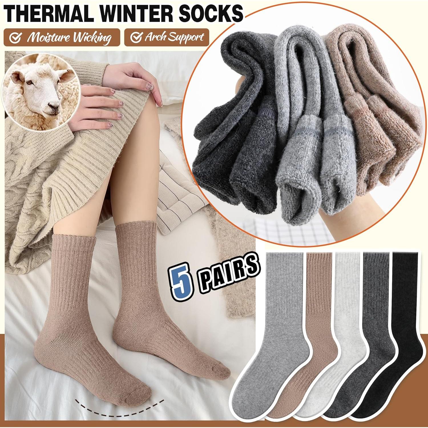 Calcetines térmicos de lana merino EBMORE para mujeres - 5 pares