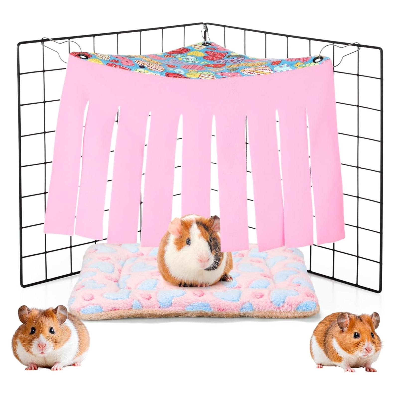 Escondite para Cobayas Shappy con Hamaca y Alfombrilla Rosa/Azul