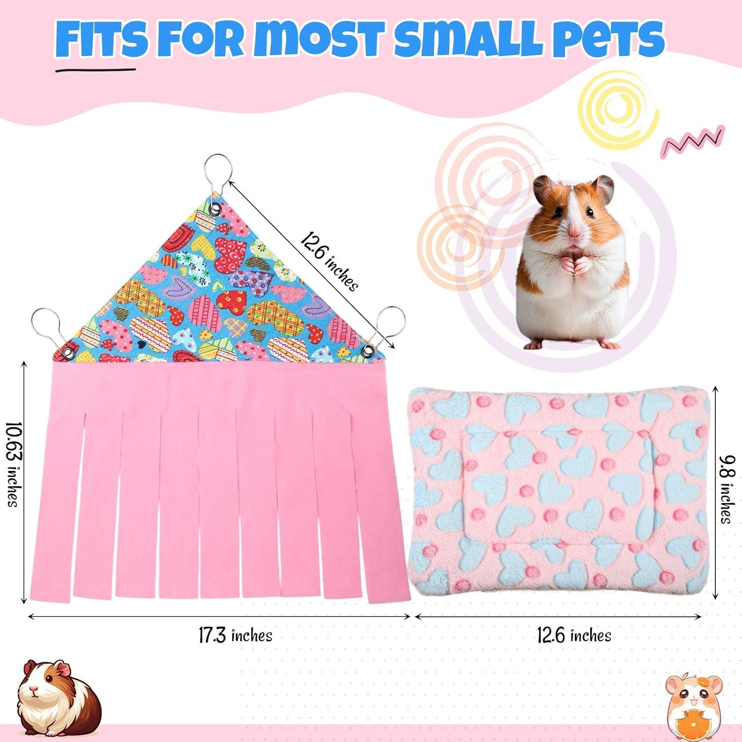 Escondite para Cobayas Shappy con Hamaca y Alfombrilla Rosa/Azul