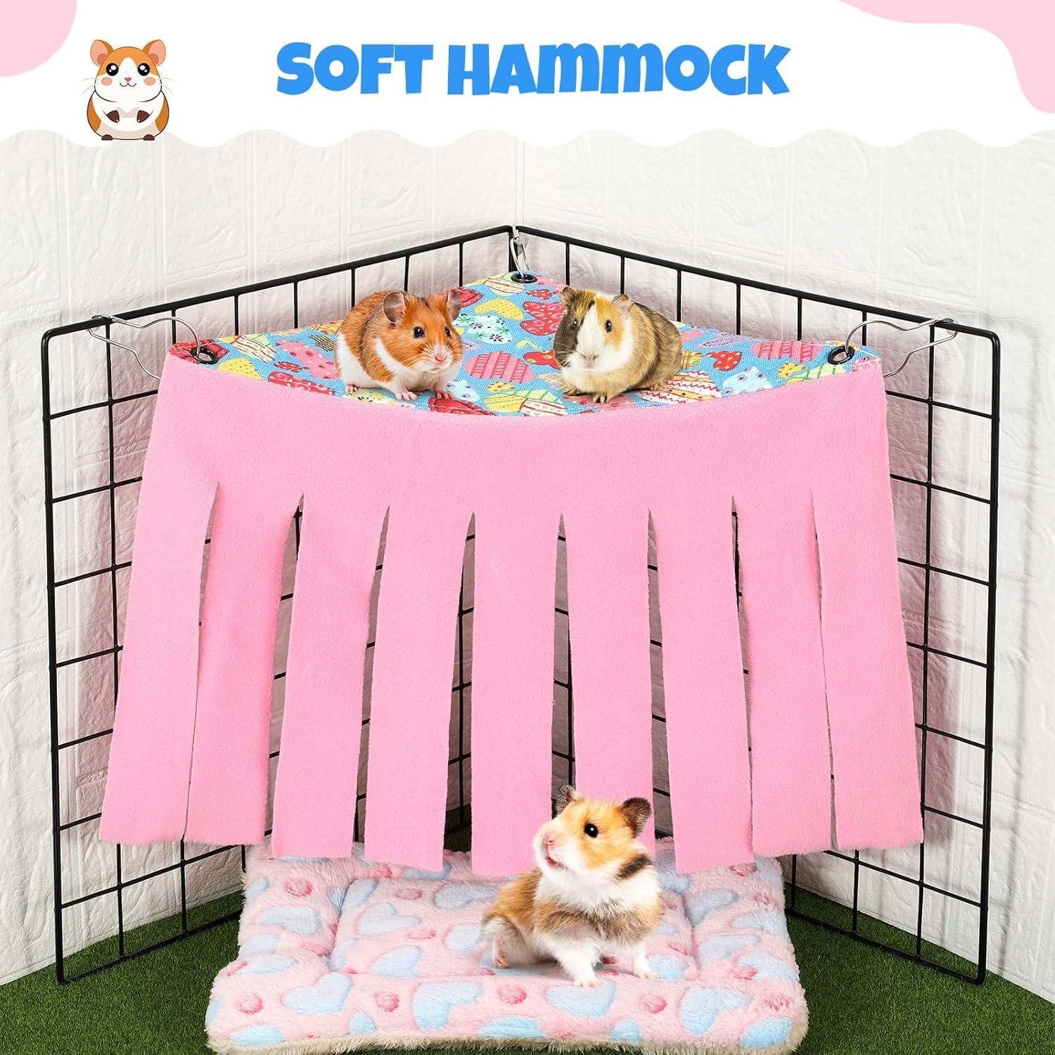 Escondite para Cobayas Shappy con Hamaca y Alfombrilla Rosa/Azul