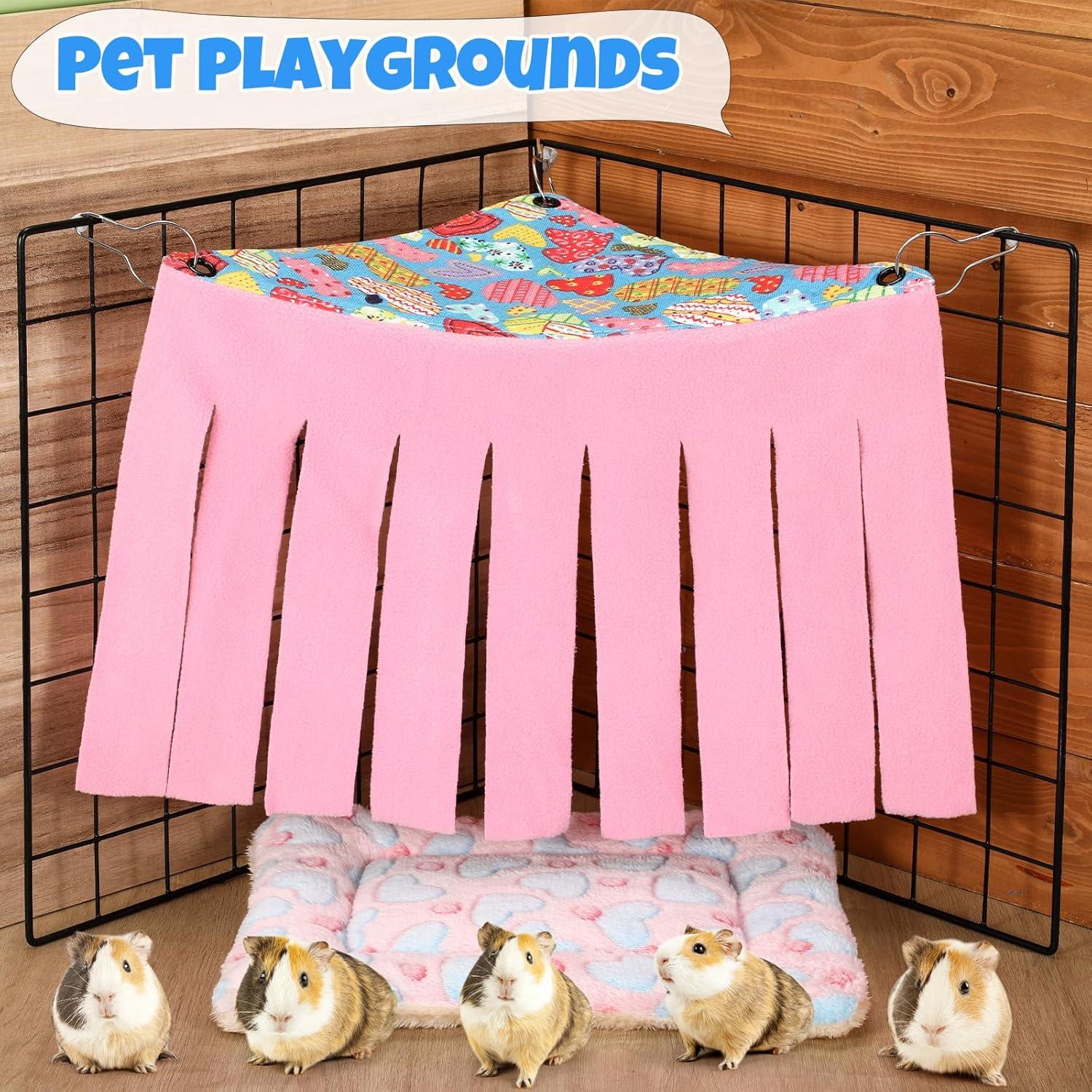 Escondite para Cobayas Shappy con Hamaca y Alfombrilla Rosa/Azul