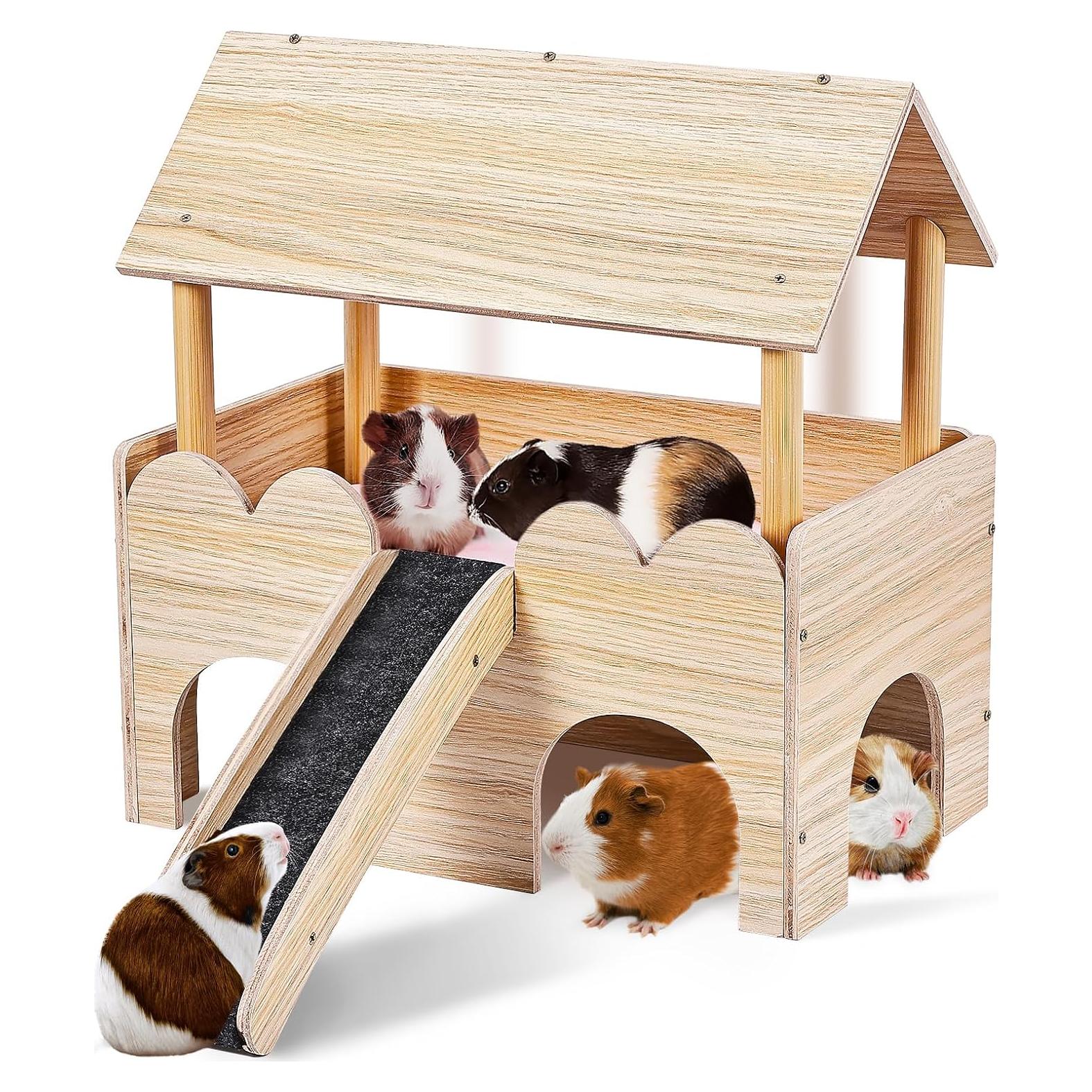 Casa de Madera para Cobayas WXINGYE con Escalera 38.7x22.9x46cm