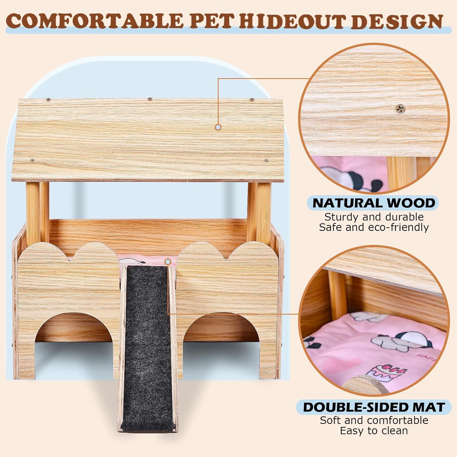 Casa de Madera para Cobayas WXINGYE con Escalera 38.7x22.9x46cm