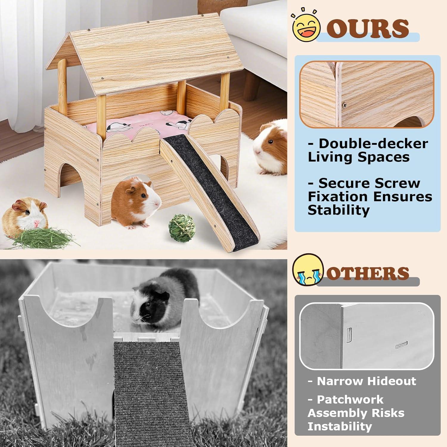 Casa de Madera para Cobayas WXINGYE con Escalera 38.7x22.9x46cm