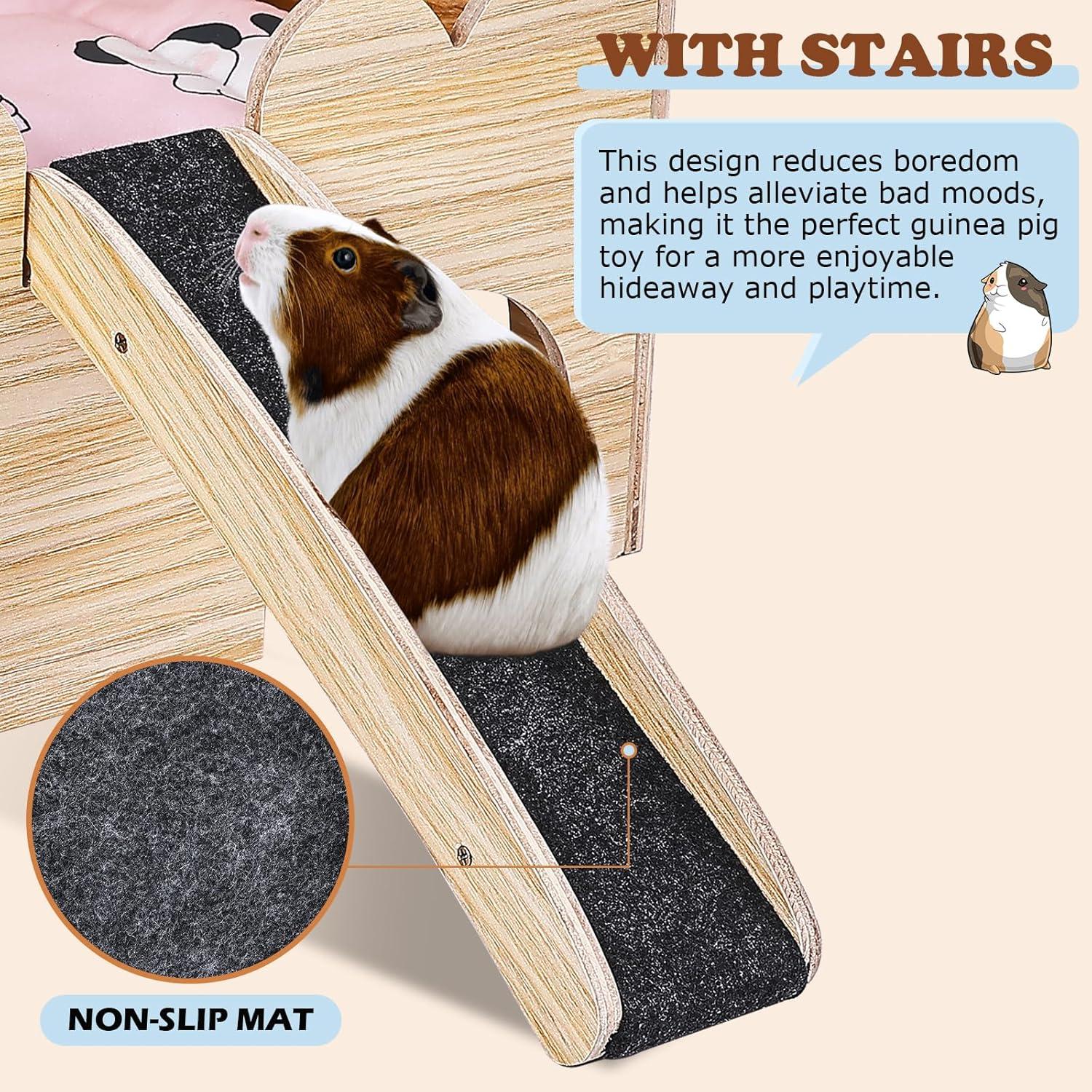 Casa de Madera para Cobayas WXINGYE con Escalera 38.7x22.9x46cm