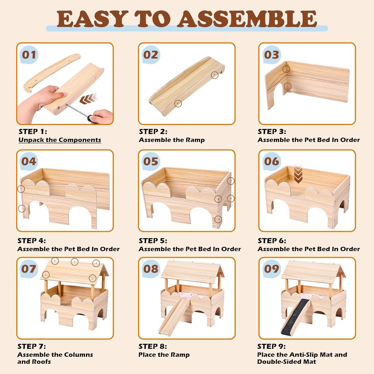 Casa de Madera para Cobayas WXINGYE con Escalera 38.7x22.9x46cm