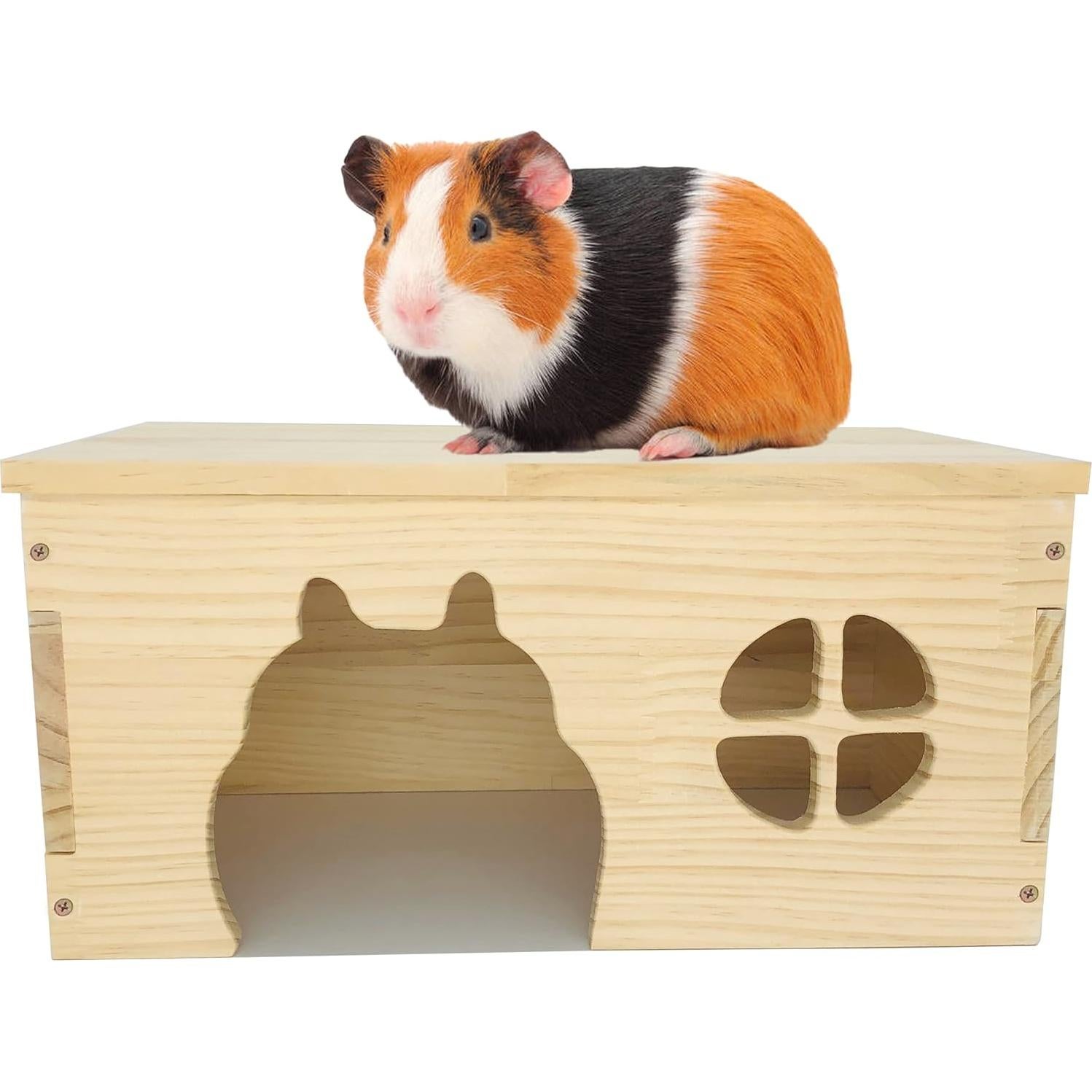 Escondite de Madera CAREUPET para Cobayas y Conejos 39.9x21.8x19.8cm