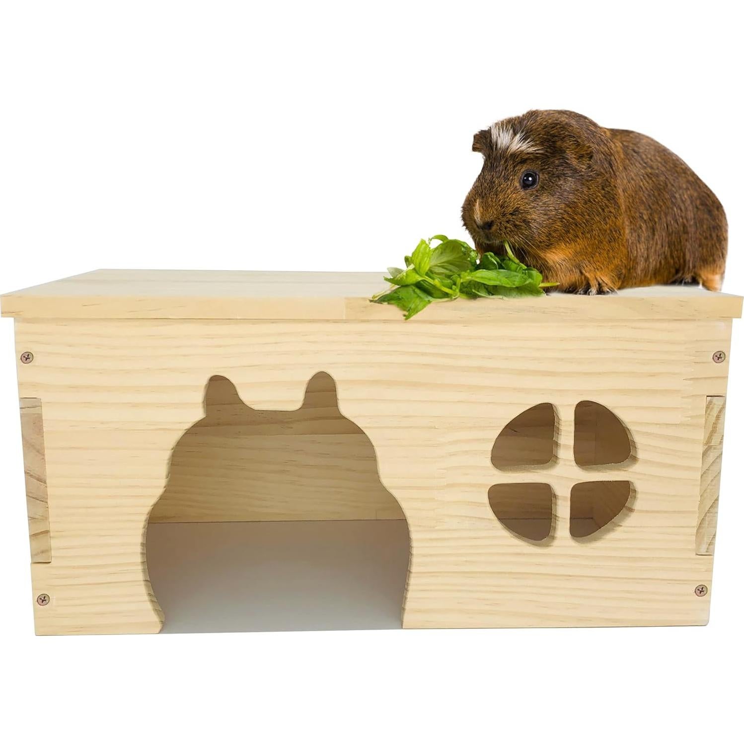 Escondite de Madera CAREUPET para Cobayas y Conejos 39.9x21.8x19.8cm
