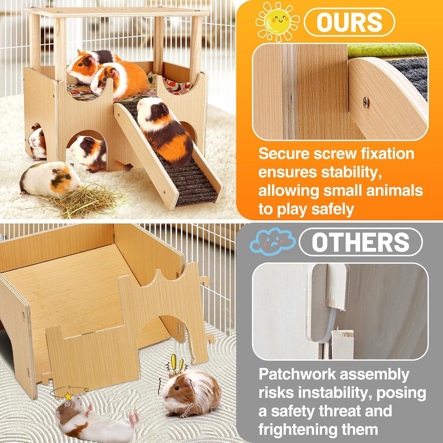 Escondite de Madera para Cobayas MEWTOGO XL 2 Niveles