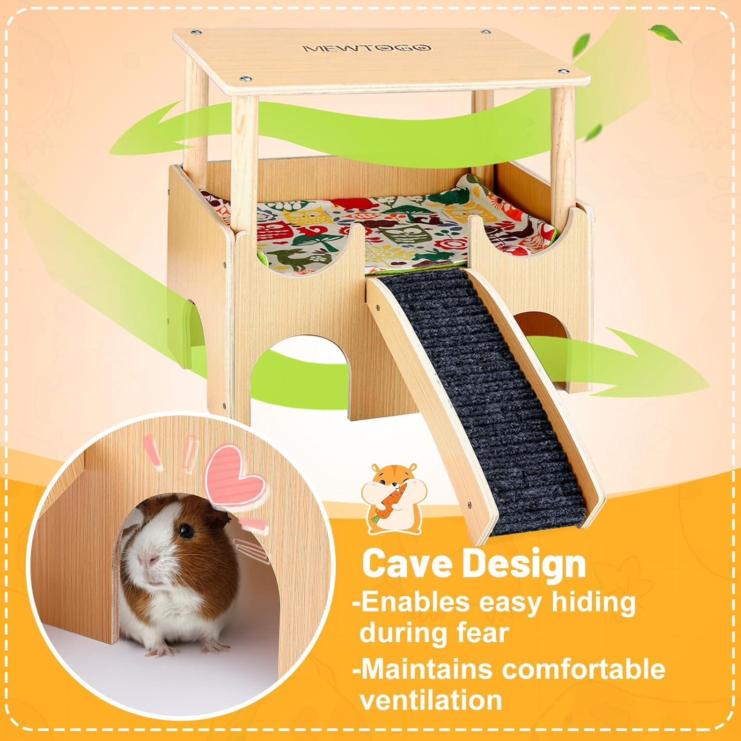 Escondite de Madera para Cobayas MEWTOGO XL 2 Niveles