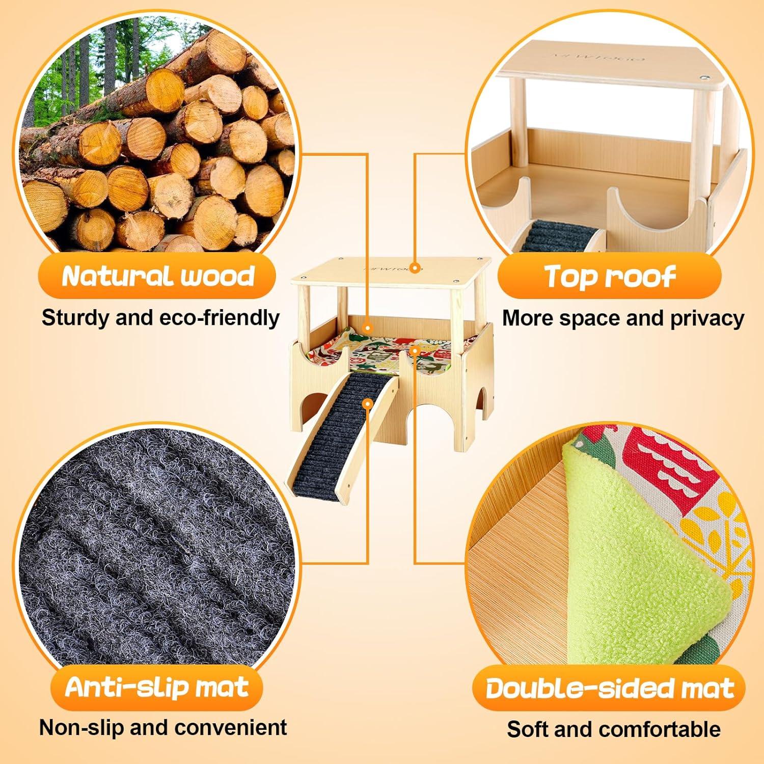 Escondite de Madera para Cobayas MEWTOGO XL 2 Niveles