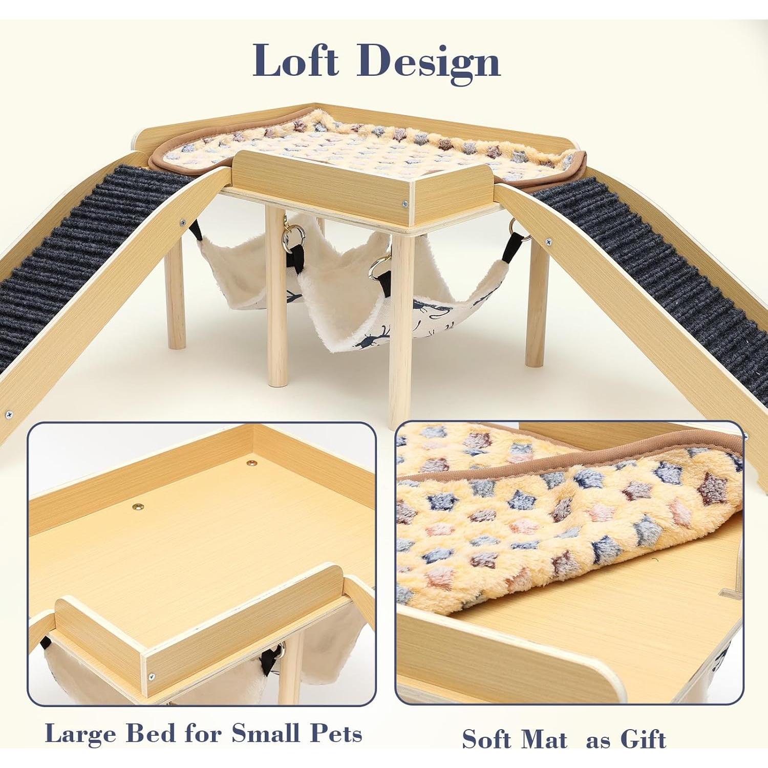 Castillo Escondite para Cobayas GHWMYD con 2 Escaleras y Hamaca
