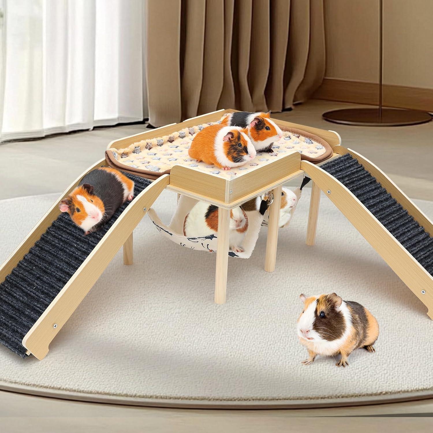 Castillo Escondite para Cobayas GHWMYD con 2 Escaleras y Hamaca