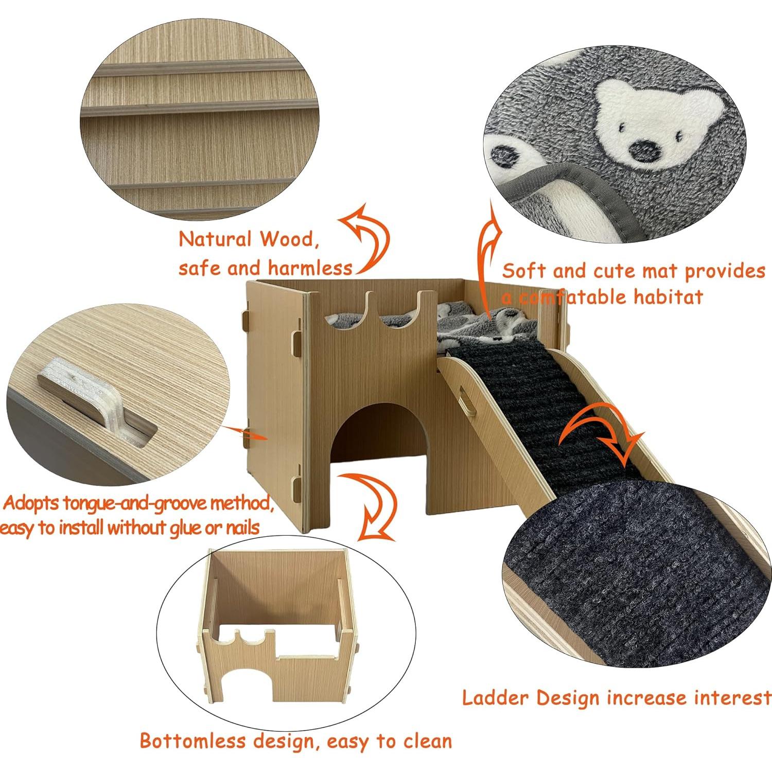 Castillo Escondite de Madera Cdycam para Cobayas 31.5x25.9 cm