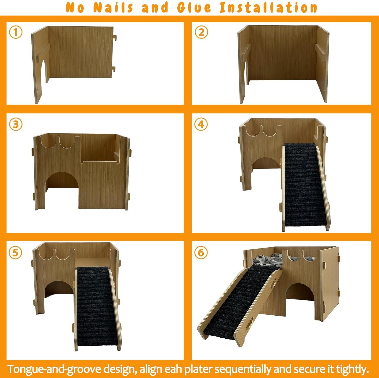 Castillo Escondite de Madera Cdycam para Cobayas 31.5x25.9 cm