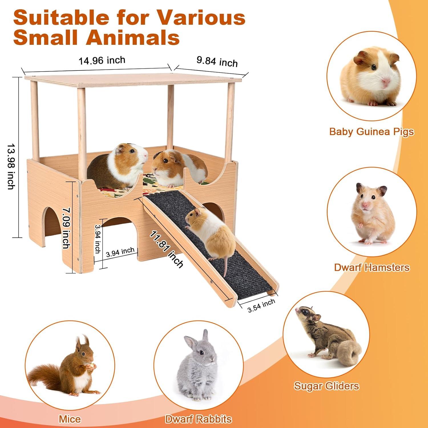 Refugio de Madera para Cobayas PETTDATE 2 Pisos 38x25x35cm