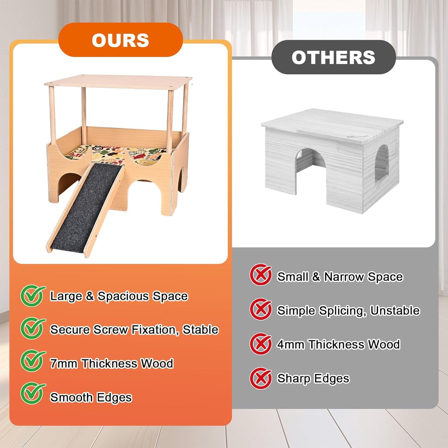 Refugio de Madera para Cobayas PETTDATE 2 Pisos 38x25x35cm