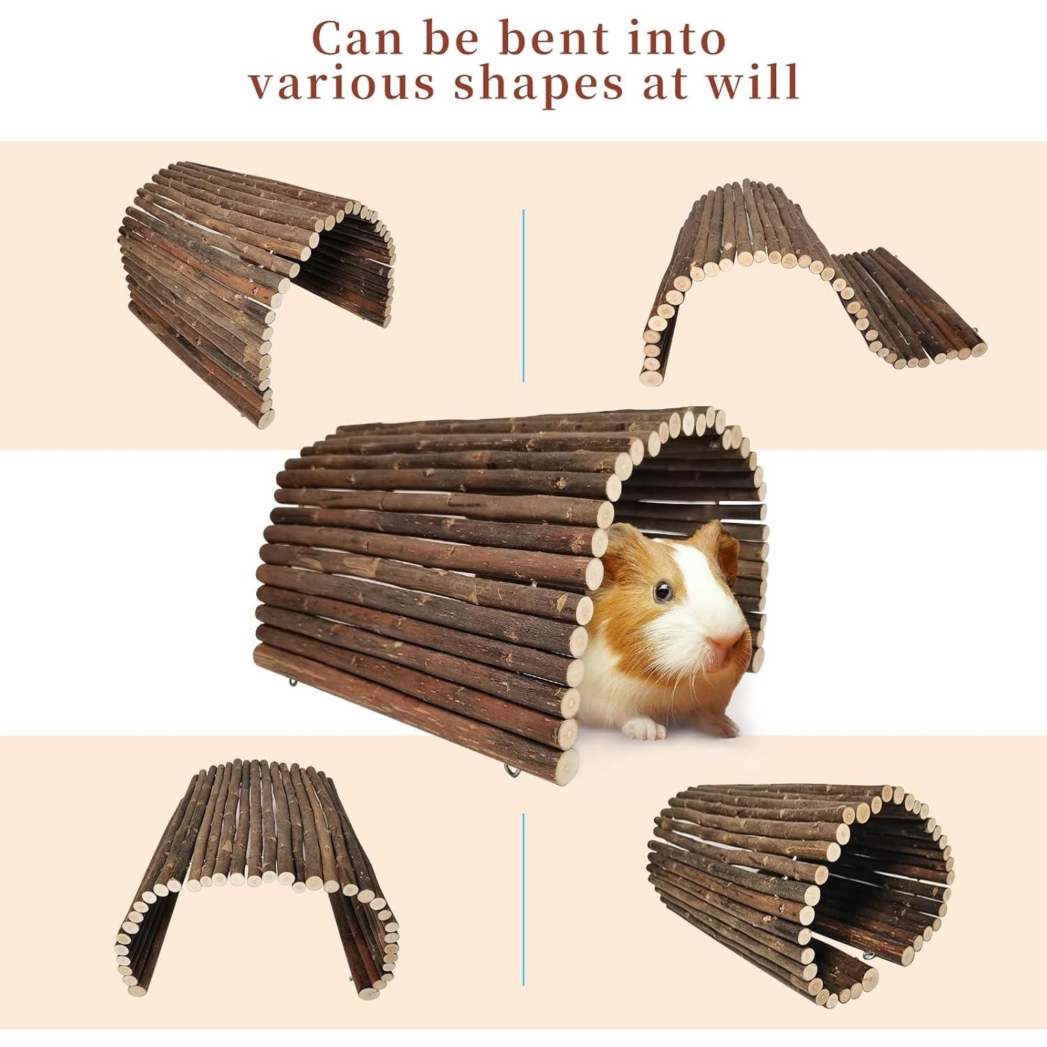 Escondite Plegable de Madera AGGQQA para Cobayas y Conejos