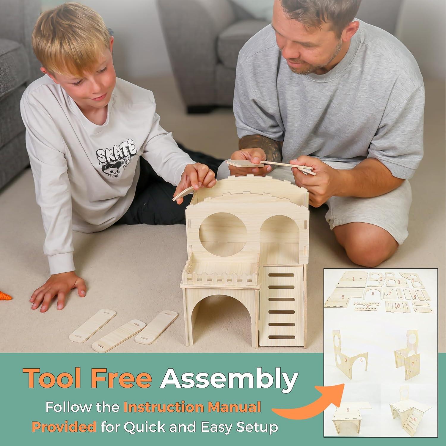 Casa para Cobayas de Madera Paulownia con Cama y Juguetes