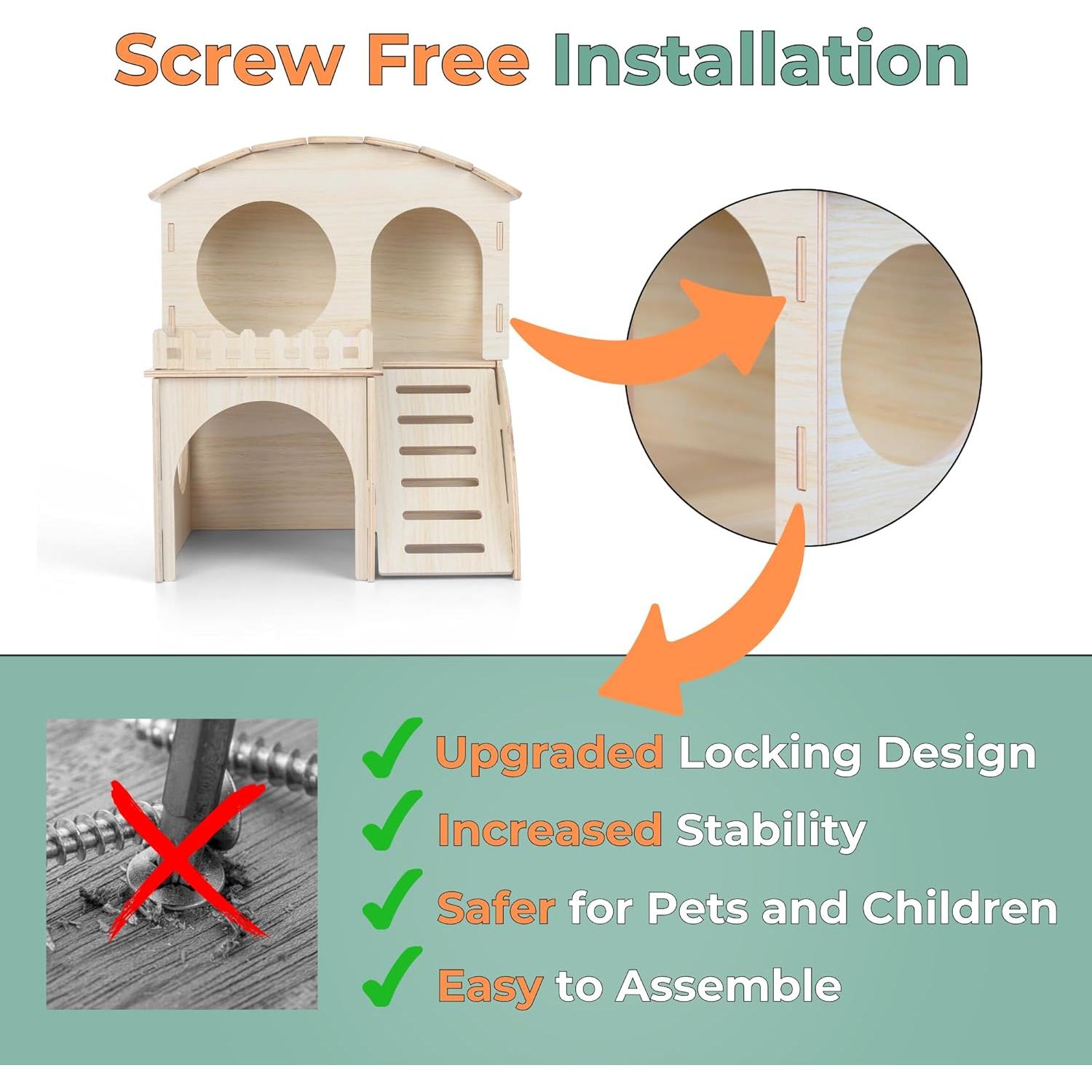 Casa para Cobayas de Madera Paulownia con Cama y Juguetes