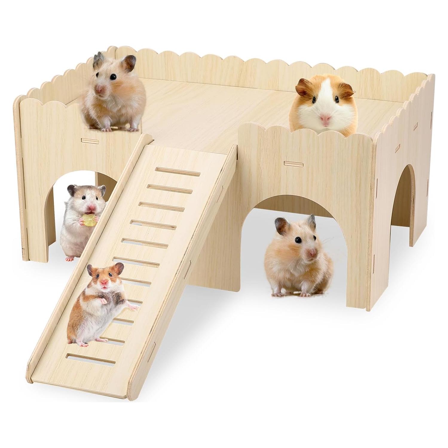 Casa de Hámster de Madera Gugxiom 38x24x18 cm para Cobayas