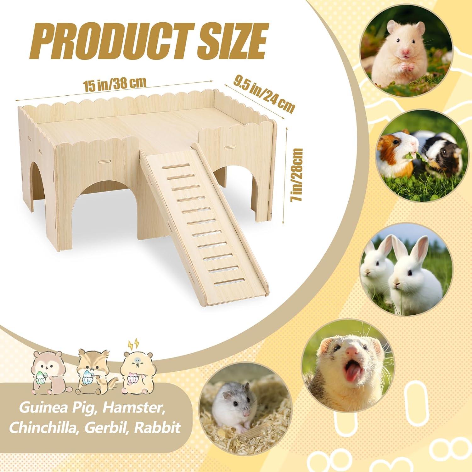 Casa de Hámster de Madera Gugxiom 38x24x18 cm para Cobayas