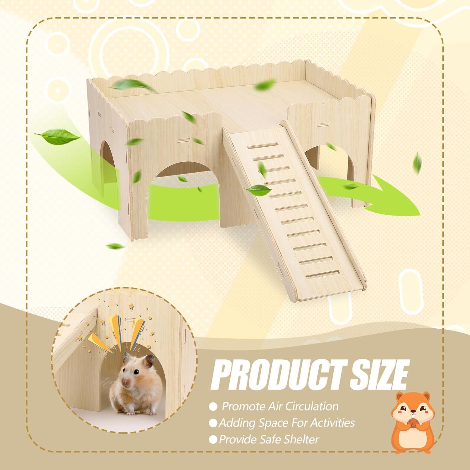 Casa de Hámster de Madera Gugxiom 38x24x18 cm para Cobayas