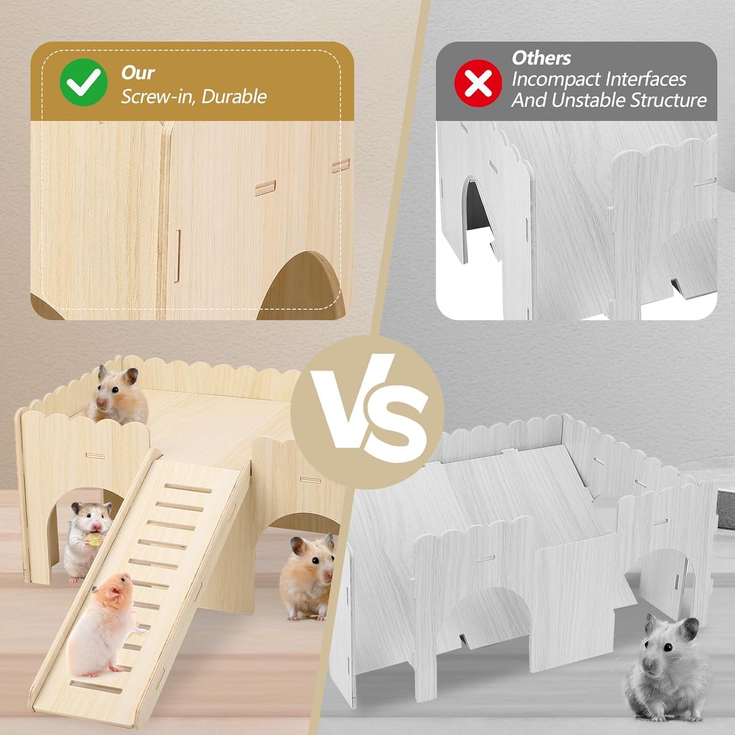 Casa de Hámster de Madera Gugxiom 38x24x18 cm para Cobayas