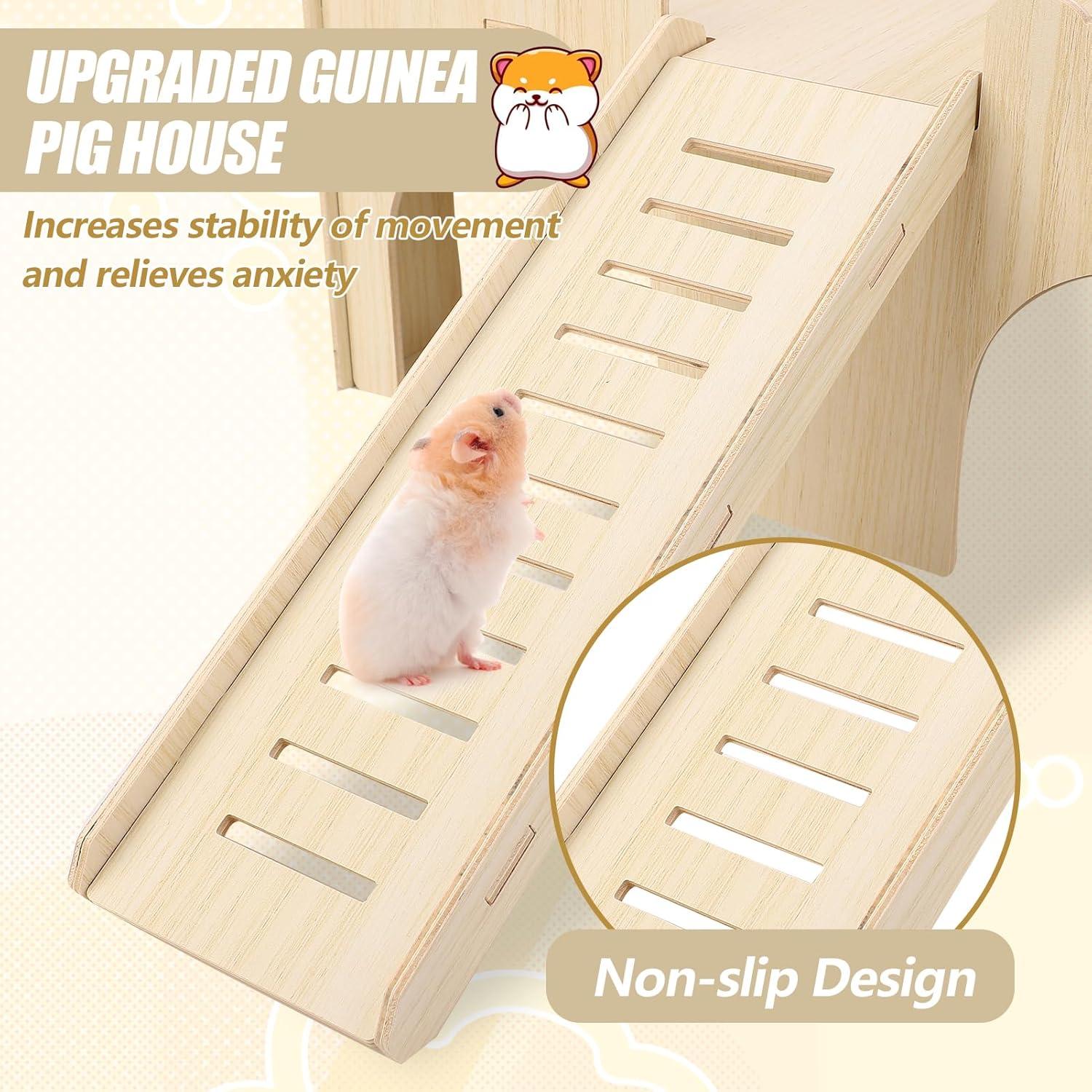 Casa de Hámster de Madera Gugxiom 38x24x18 cm para Cobayas