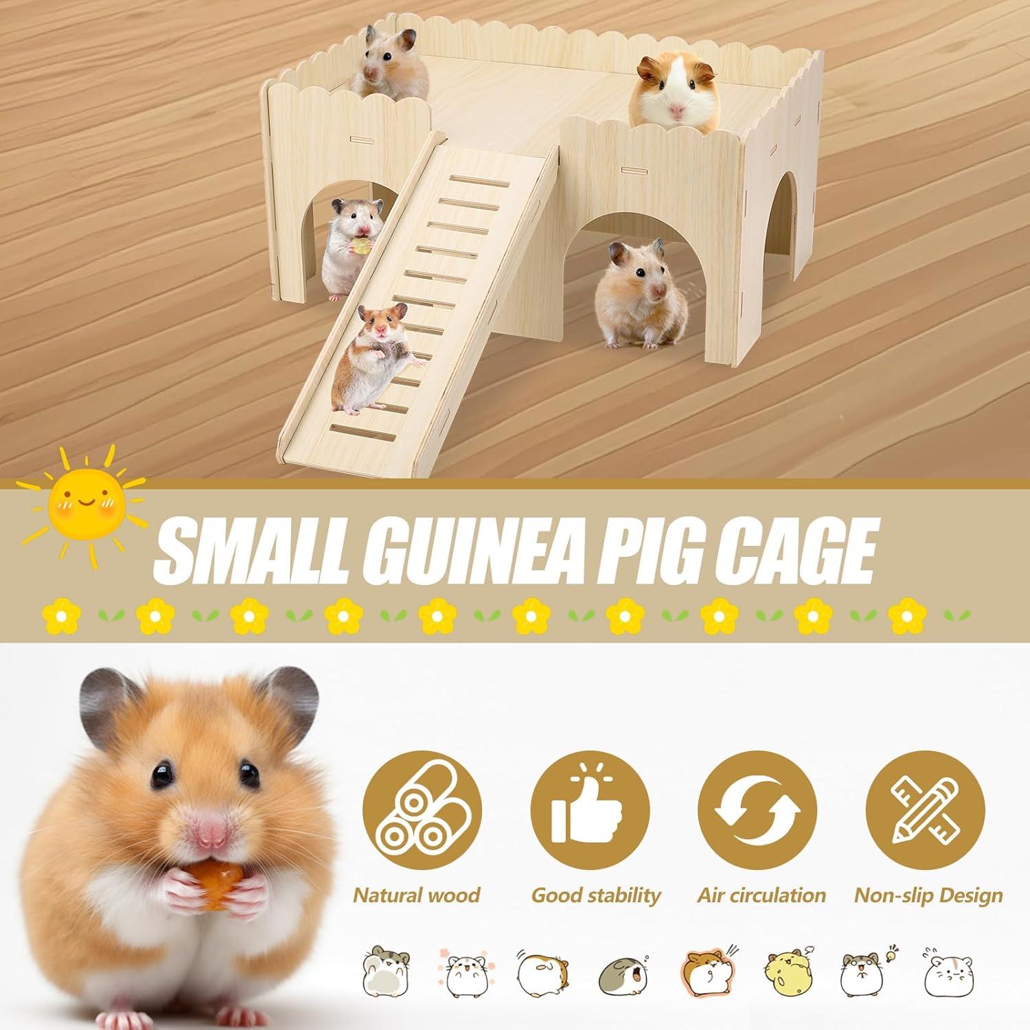 Casa de Hámster de Madera Gugxiom 38x24x18 cm para Cobayas