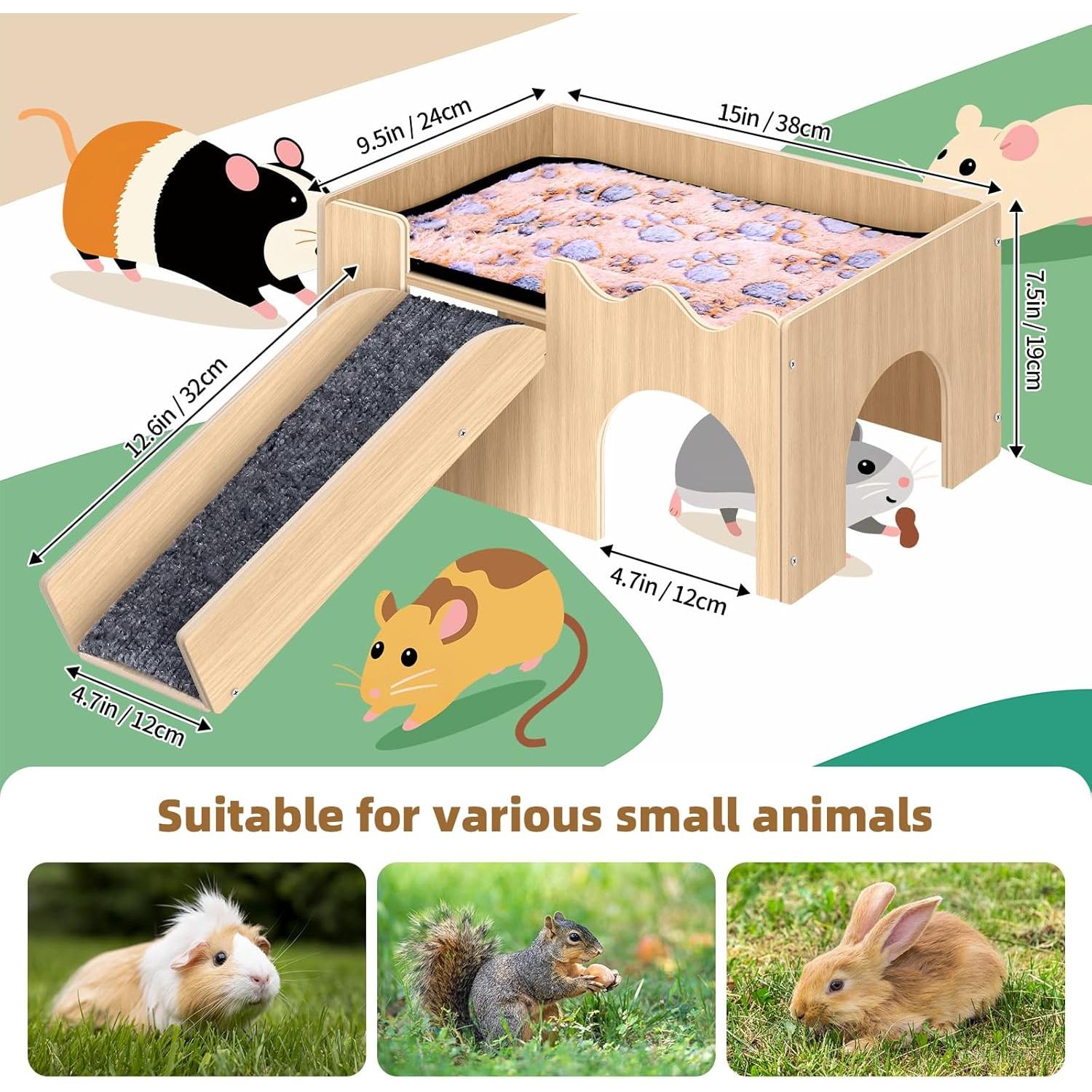 Castillo de Madera para Cobayas Mittimiya 38x24cm con Escaleras