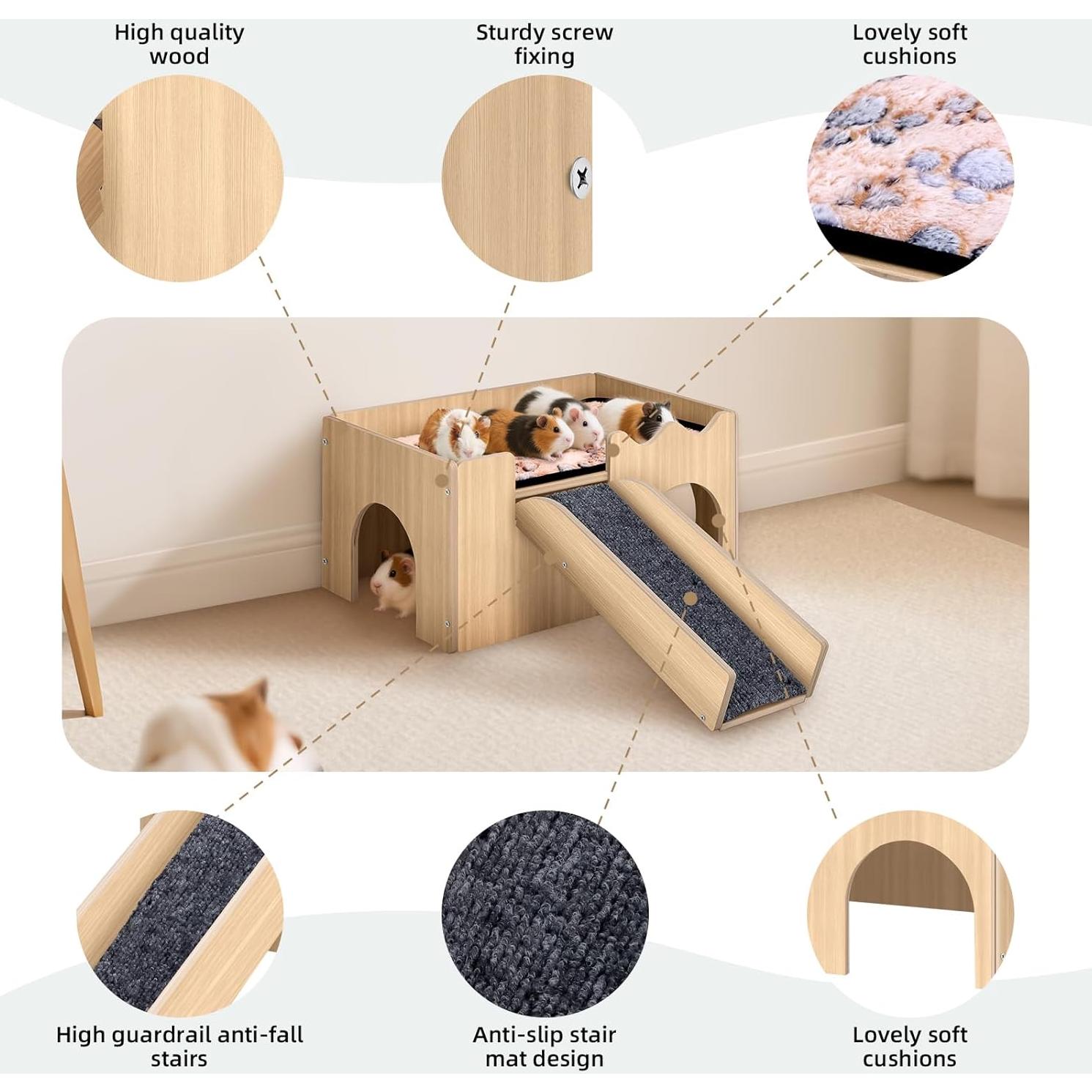 Castillo de Madera para Cobayas Mittimiya 38x24cm con Escaleras