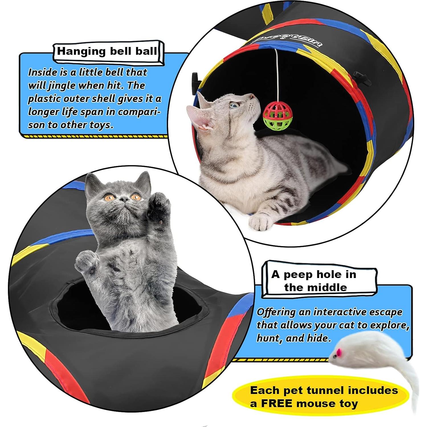 Túneles para Gatos SweetBin 3 Vías Plegables Negros