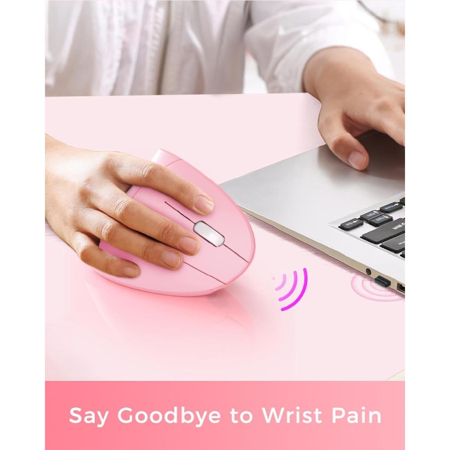 Ratón Ergonómico Inalámbrico BeWishes Rosa 3 DPI Ajustables