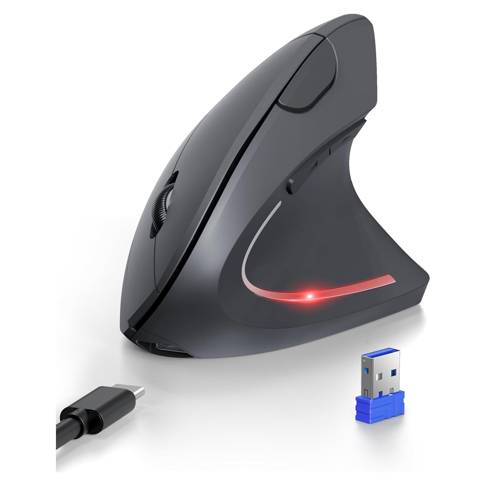 Ratón Ergonómico TECKNET Recargable Inalámbrico 6 DPI Gris