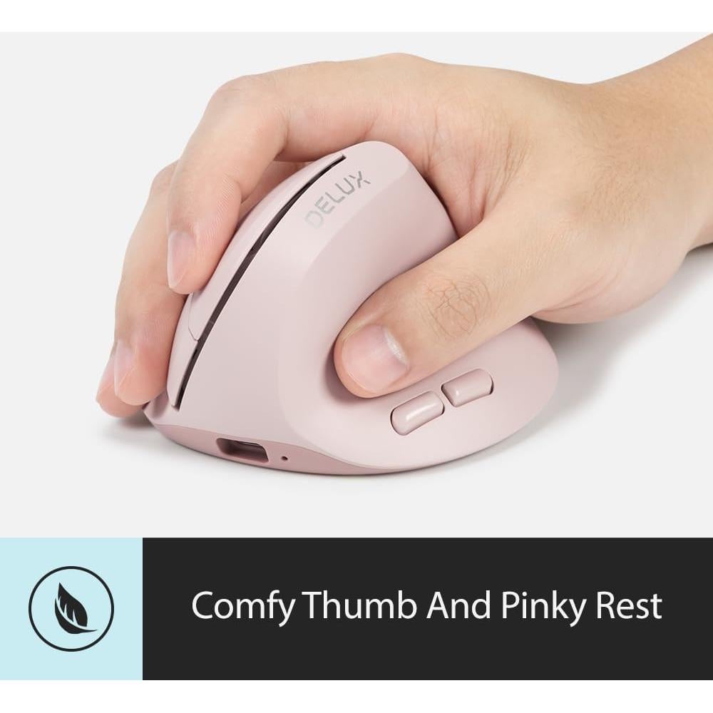 Ratón Ergonómico Inalámbrico DELUX M618AIR Rosa 4000DPI