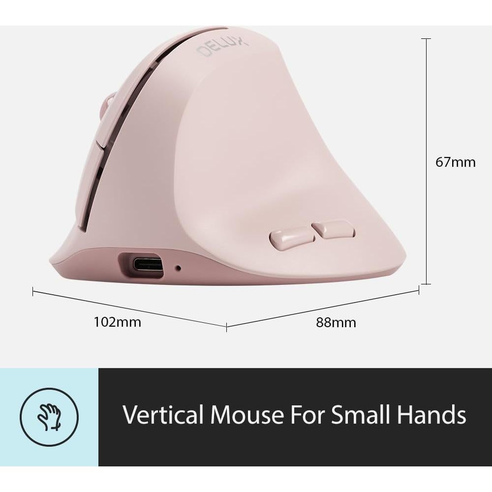 Ratón Ergonómico Inalámbrico DELUX M618AIR Rosa 4000DPI