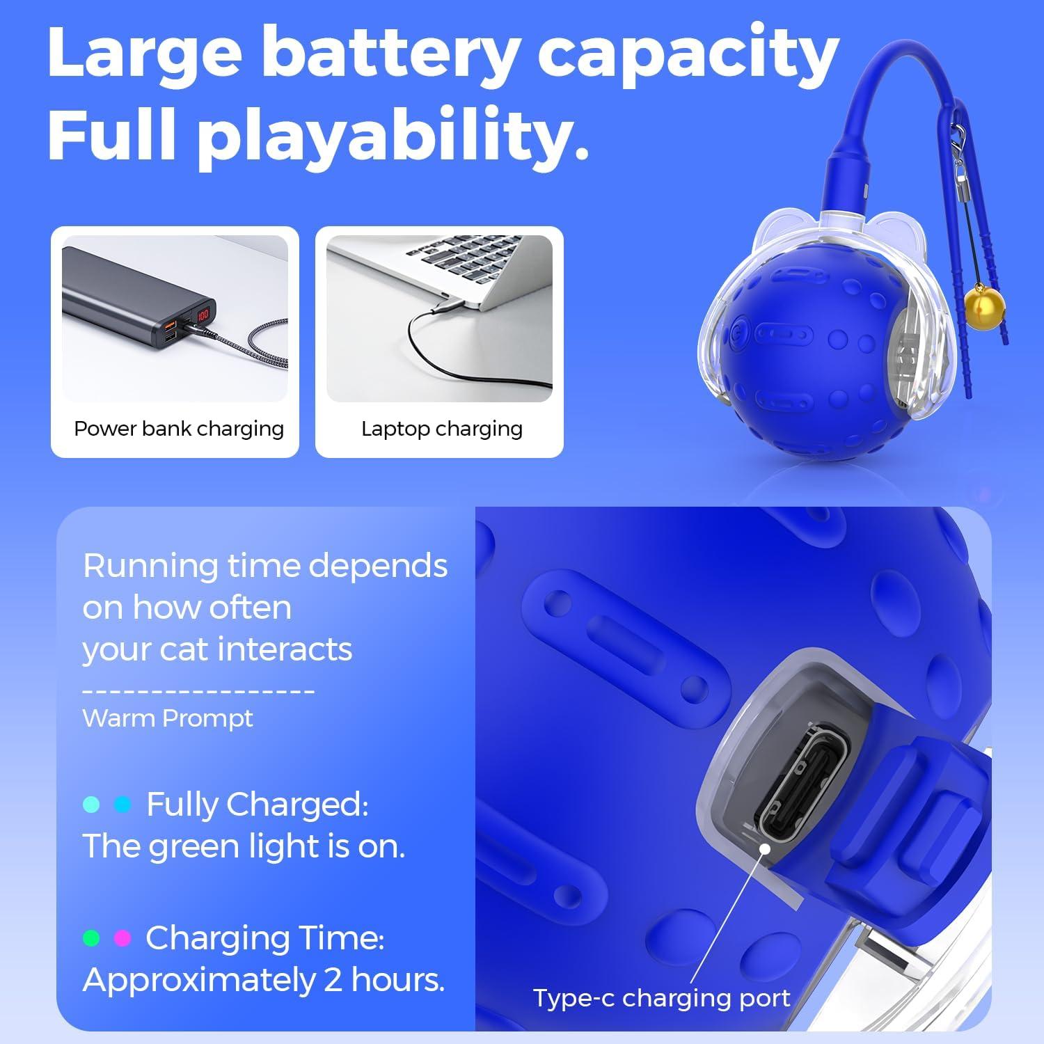 Juguete Interactivo para Gatos LanQmore K1 Azul con Cola Realista