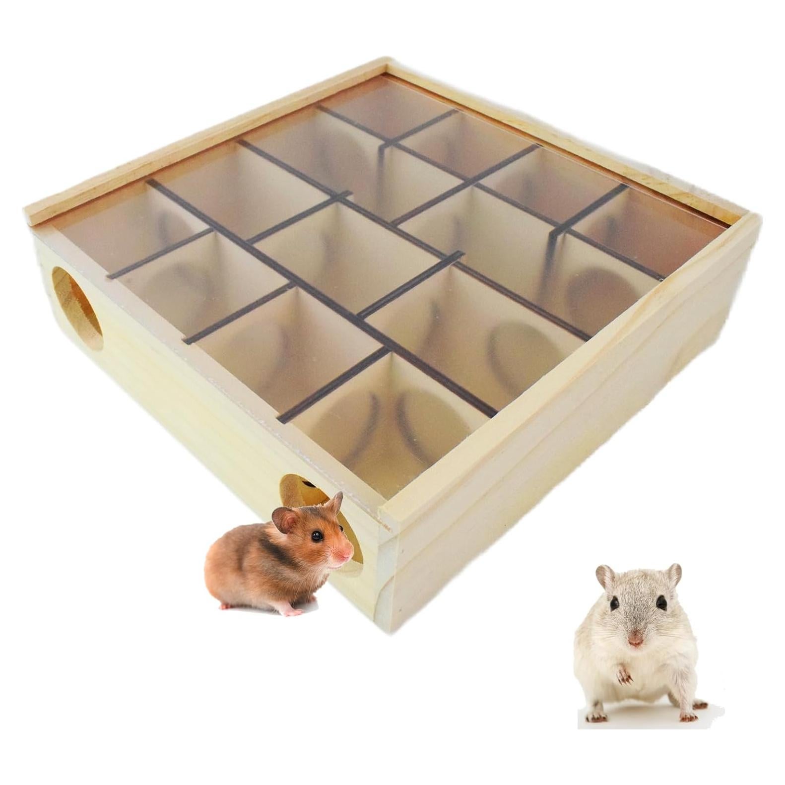 Laberinto de Madera para Hámster Cdipesp con Cubierta Acrílica