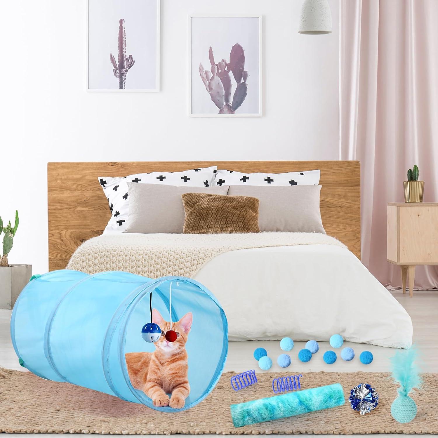 Juego de 24 Piezas de Juguetes para Gatos Foilswirl Azul