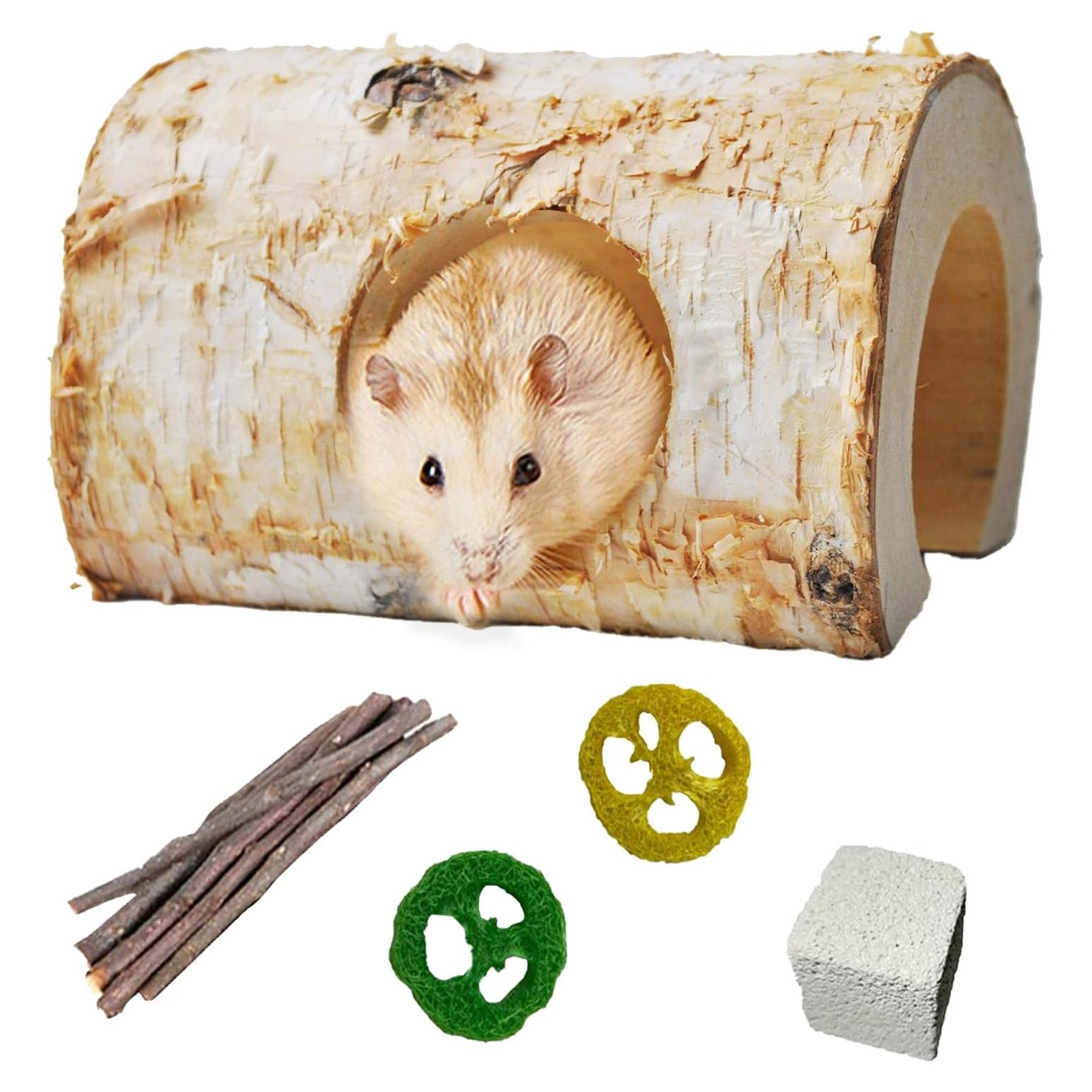 Túnel de Madera Natural para Hámster MUYG 15x12.5x9.5 cm