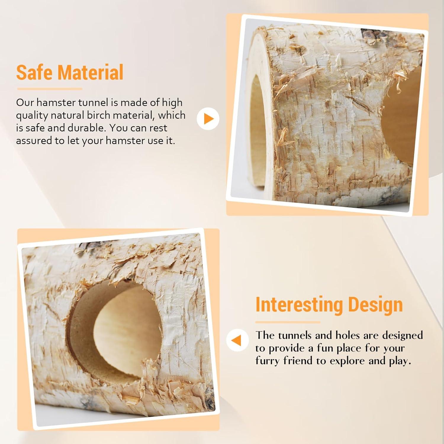 Túnel de Madera Natural para Hámster MUYG 15x12.5x9.5 cm