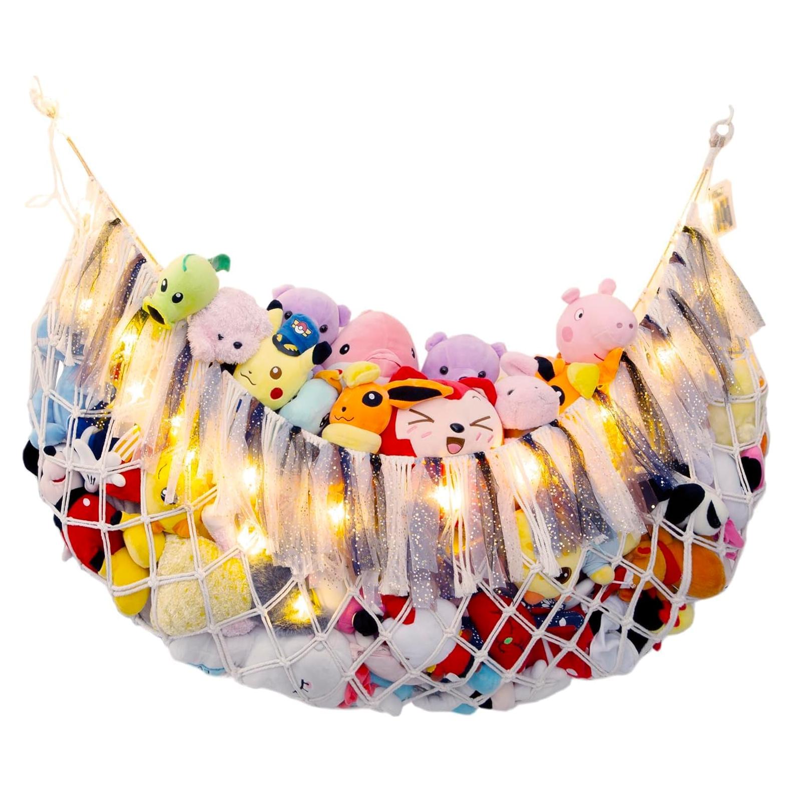 Hamaca de Almacenamiento de Juguetes de Peluche Amdermi - Crema