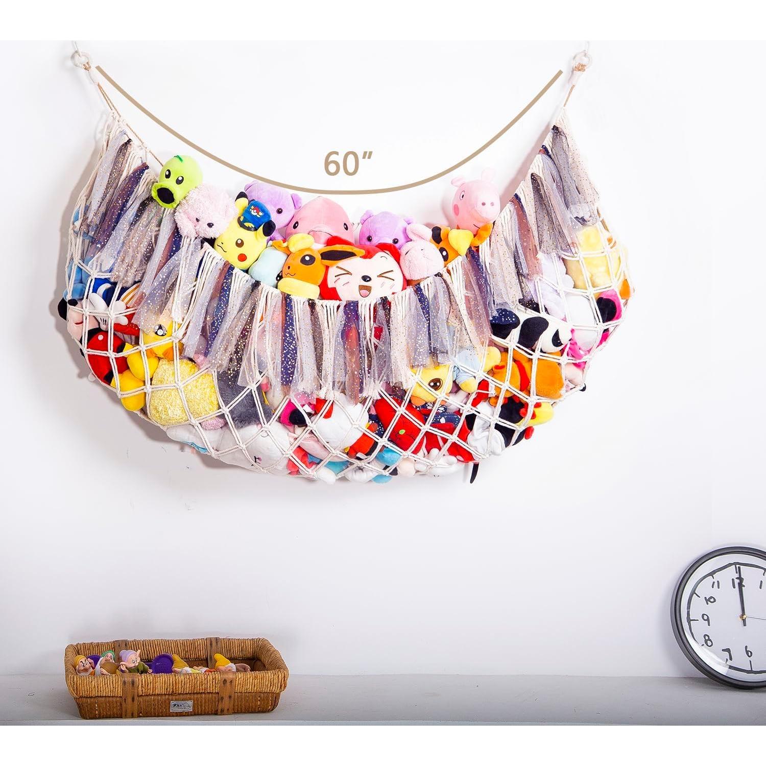 Hamaca de Almacenamiento de Juguetes de Peluche Amdermi - Crema