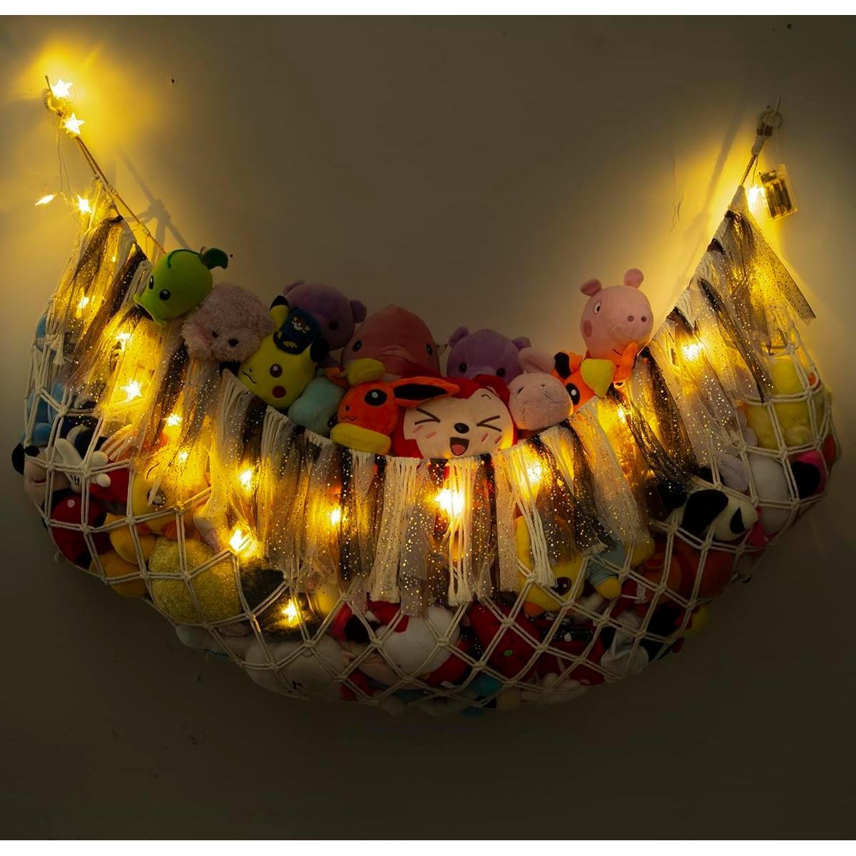 Hamaca de Almacenamiento de Juguetes de Peluche Amdermi - Crema