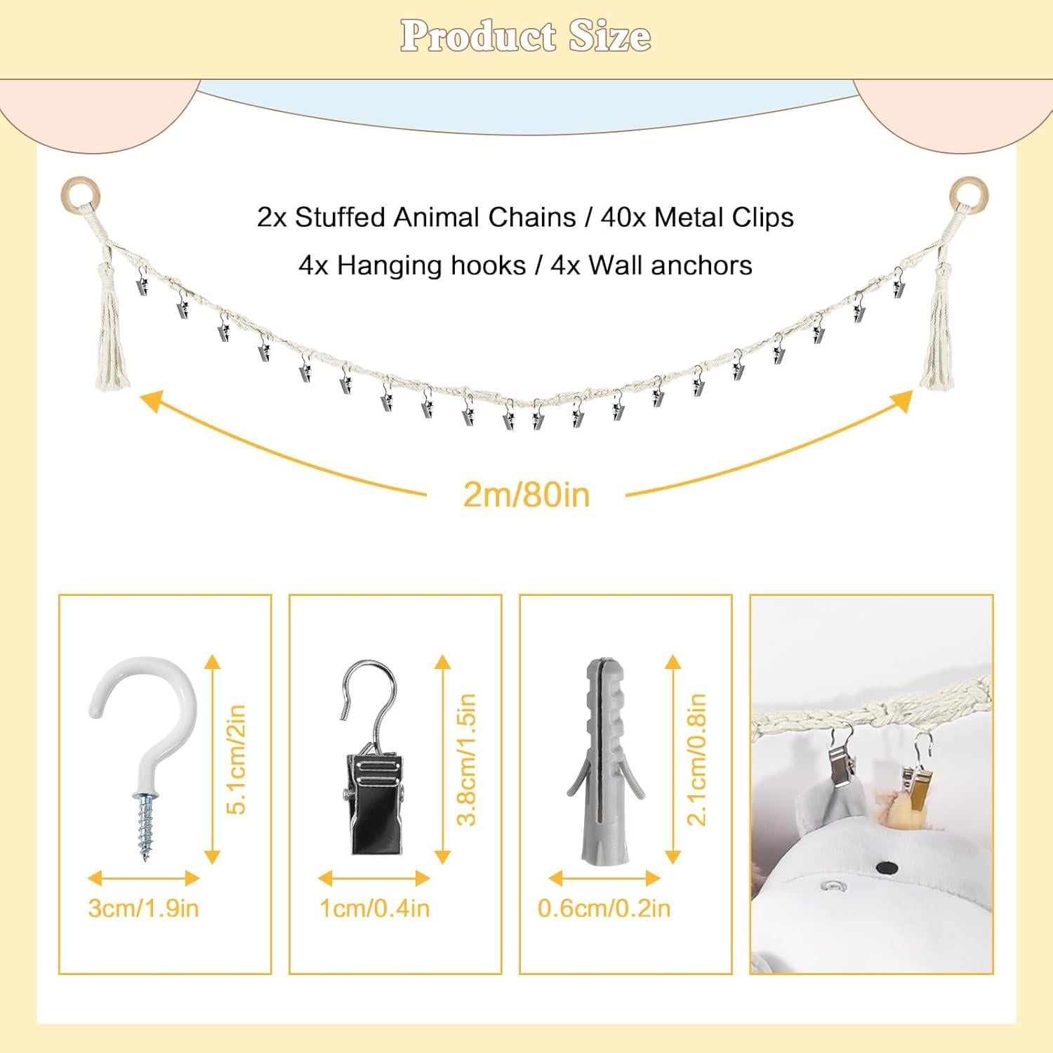 Cadena de Almacenamiento de Peluches CERETIA 2 Pcs Blanca 203 cm